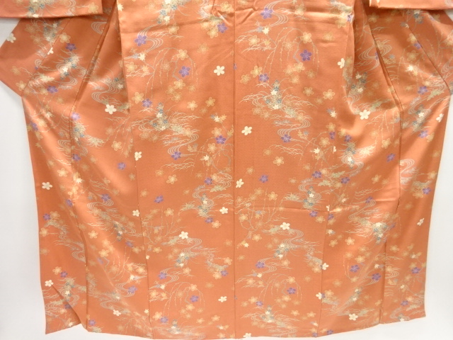  流水に枝垂れ梅・楓模様小紋着物